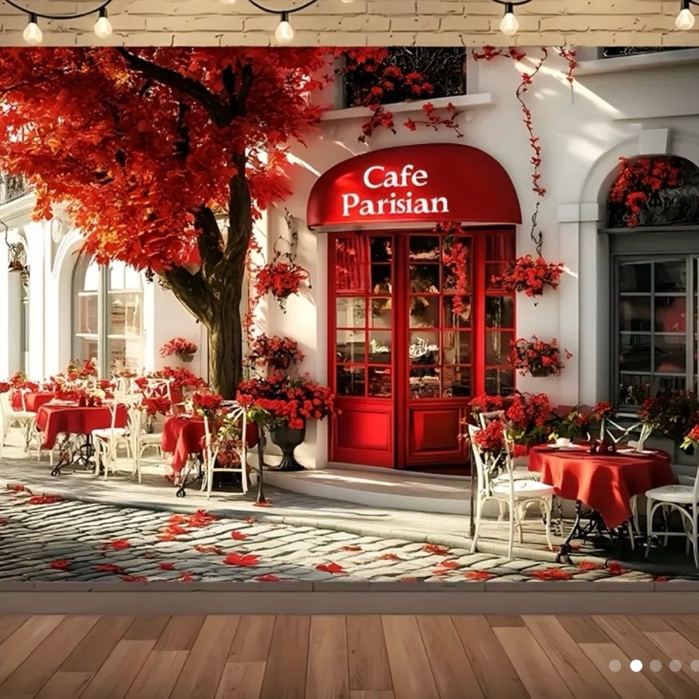 Cafe Parisian background size 90x70 inch Used